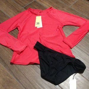 NWT All in Motion hot pink SPF top black Shade Shore bottoms